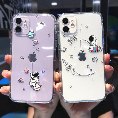 China Creative Cute Anti-fall Space Astronaut NASA Clear Air Cushion TPU Phone Shape For iPhone 11 12 pro mini 13 Xs Xr for sale