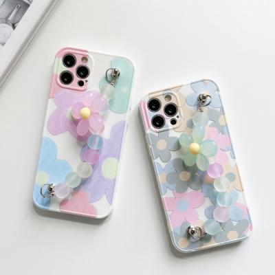 China Anti-fall for iPhone 12 TPU Soft Case with Chain Bracelet Strap Flower Pretty Women Phone Case for iPhone 11 12 13 pro for sale