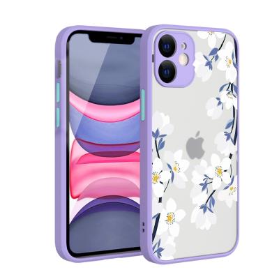 China Anti-drop Flower Floral Design Case For iPhone 12 , Custom Printed Skin Frosted PC TPU Matte Case For iPhone 11 12 13 for sale