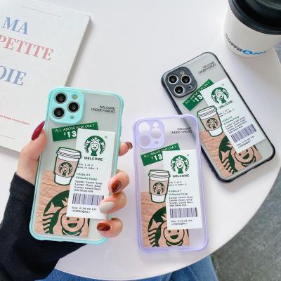 China 2021 New Girl's Coffee Labels Anti-Drop Printing Snare Drum Protective TPU Camera Lens Cover For iPhone 7 8 plus 12 pro max xs xr for sale