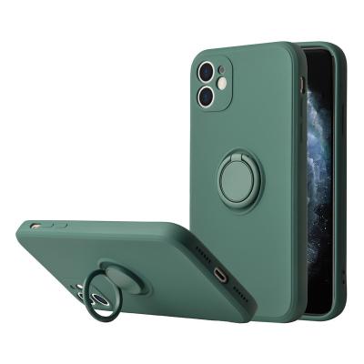 China Anti-fall Square Edge Silicone Coating Liquid Lens Protect Ring Holder Back Cover Phone Soft Bumper Case For iPhone 11 12 pro for sale