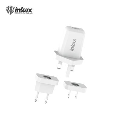 China Inkax CD-45 EU/UK/US 3 in1Plug Single Portable Mobile Phone Travel Wall Charger Adapter 2.4A USB Charger Mobile Phone for sale