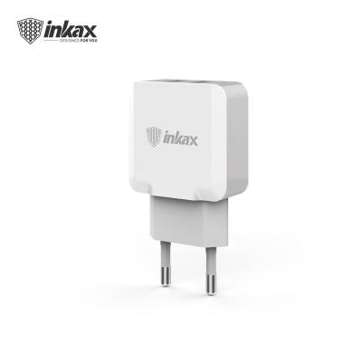 China Inkax CD-35 2.1A Charger Dual USB EU Plug Portable Mobile Phone Travel Wall Charger Adapter Identify IC for sale