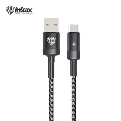 China New 2020 Video Game Player Hot Selling Inkax CK--109-TYPE C 1M Aluminum Alloy 2.4A Fast Charging Cable with Indicator Light for Type-C Braid Jacket for sale