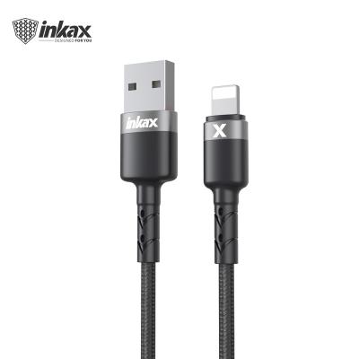 China 2020 New Mobile Phone Inkax CK-96-IP Short USB Cable For iPhone Metal Connector 1.7A 25CM Mini Portable Charging Cable With Storage Clip for sale