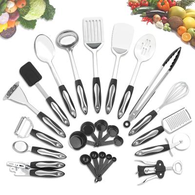 China Sustainable 25 Pcs Kitchen Accessories Stainless Steel Utensil Set for sale