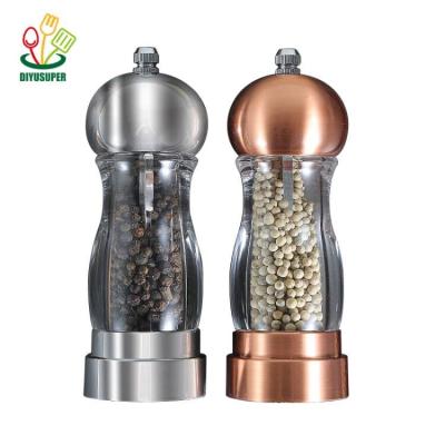 China 5 Inch Salt and Pepper Grinder Manual Black Pepper Spice Spice Salt Acrylic Pepper Mills for sale