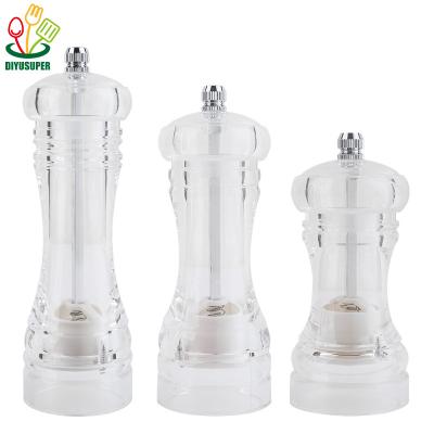 China Viable Salt and Pepper Grinder Acrylic Glass Salt and Pepper Mill Set Shaker Manual Salt Pepper Grinder for sale