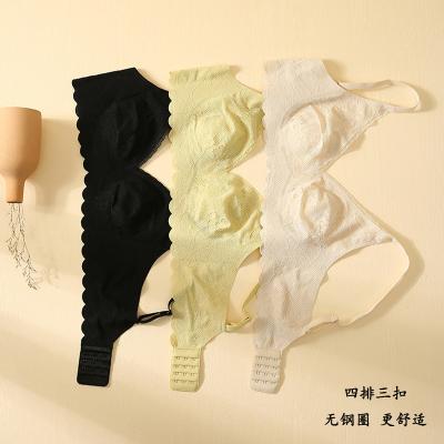 China Bondage Zero Lightweight Bunny Ear Lace Bands Breathable Breathable Large Breasts Show Small No Steel Ring Underwear Women for sale