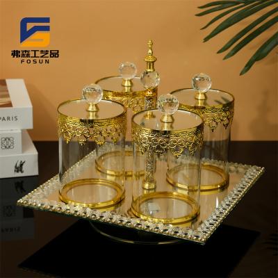 China Viable Round Glass Kitchen Storage Canister Jars Crystal Clear Food Storage Jars Coffee Sugar Tea Shop Case Candy Box Color Customized for sale