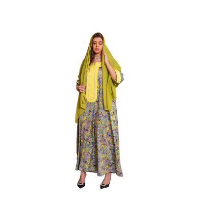 China Polyester Abaya Border Ethnic Abaya Jalabiya Muslim Arab Embroidered Diamond Hot Dress for sale