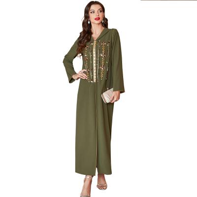 China Muslim Hooded Canvas Kaftan Femme Hoodie Djellabas Abaya Women Islam Dubai Maxi Dress Turkey Abayas Polyester Women Robe for sale