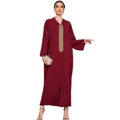 China Elegant Eid Mubarak Djellaba Robe Lady Islamic Clothing Abaya Dubai Turkey Polyester Muslim Hooded Moroccan Kaftan Women for sale