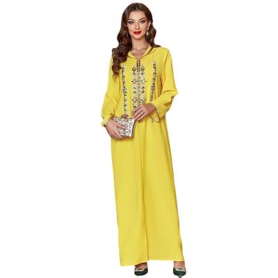 China 2022 Muslim Kaftan Marocain Robe Eid Dubai Kaftan Moroccan Polyester Turkey Abayas For Women Islam European Clothing Djellaba Femme for sale