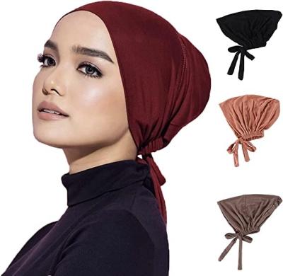 China Chemo Headwear Hair Cover Inner Bandana Skull Solid Hijab Unisex Beanies Hat For Men And Women for sale