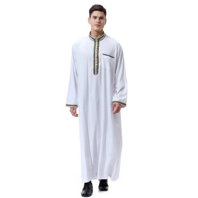 China Thobe Dubai Loose And Comfortable Round Neck Solid Half Sleeve Saudi Arabian Islamic Muslim Long Dress for sale