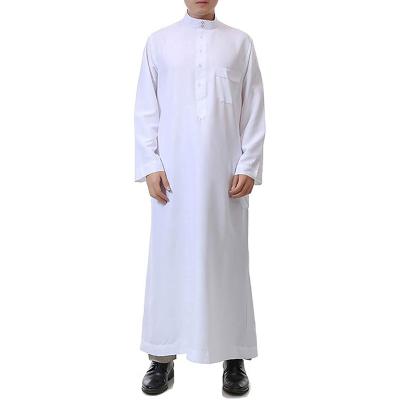 China Light And Breathable High Quality Muslim Long Robe White Men Long Sleeve Ramadan Or Eid Gift Thobe Middle East Saudi Islamic Kaftan Abaya for sale