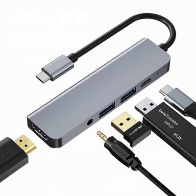 China USB C Device TYPE-C to HD MI+1*USB3.0+1*USB2.0+PD+ 1*3.5mm USB Audio Multifunctional Type C USB 3.0 HUB for macbook pro for sale