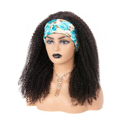 China Afro Kinky Curly Mongolian Hair Wigs Headband Wigs For Color Women Hair Headband Wig for sale