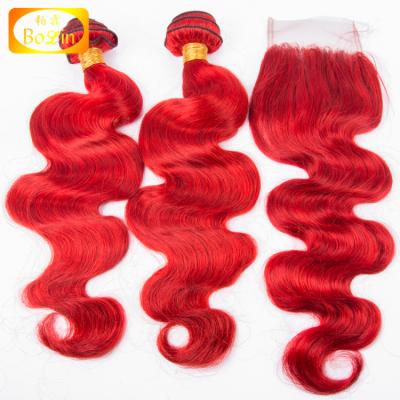 China Hot Selling Body Wave 3 Bundles Red Brazilian Hair Weave for sale