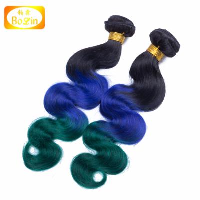 China Wholesale cheap body wave product new 8A grade big stock 1b/blue/green ombre hair extension for sale