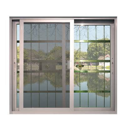 China Three tracks sliding Euro-style slider window aluminum window with screens and security grills optional windows for sale