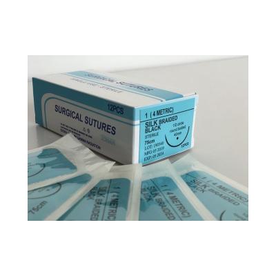 China Hospital Surgery Wound Closure Nonabsorbable Surgical Silk Braided Suture Needles For Surgery Wound Closure for sale