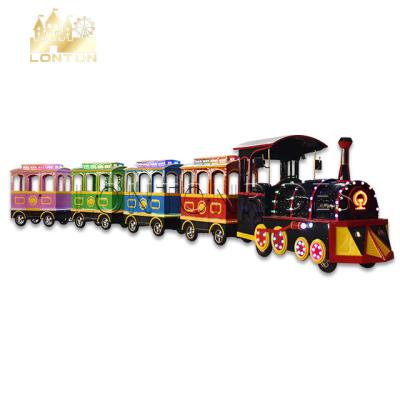 China FRP+Stainless Steel Funfair Vintage Train Amusement Ride Trackless Train For Sale for sale