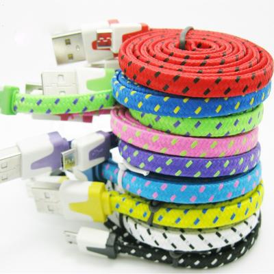 China New Arrival Micro Noodle Lightweight Colorful Flat Sync Data USB Charging Cable For Mobile Phone for sale