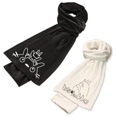 China Mink Cloth Tonari No Totoro Scarf Anime Print Kids Scarf Winter Warm White Black High Quality Scarf for sale