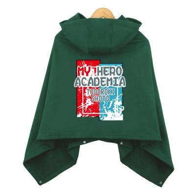 China Cotton Customized My Hero Academia Cloak Japanese Anime Peripheral Clothing Unisex Fall And Winter Plus Velvet Hooded Shawl for sale