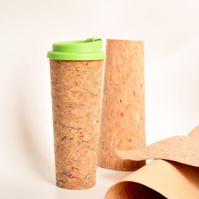 China Eco-Friendly Sustainable 16oz Cork Coffee Cup Reusable Coffee Mug , Natural Cork Coffee Cup With Lid for sale