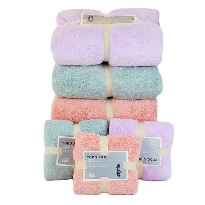 China Sturdy QUICK DRY hotel and household durable not easy to throw away high water absorption velor bath towel towel coral combination for sale