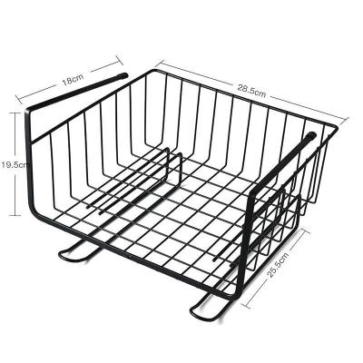 China Viable Organizer Under Shelf Wire Storage Basket Under Cabinet Closet Pantry Wire Holder Hanging Rack for sale