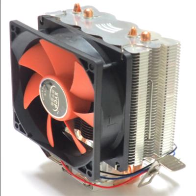 China Computer CPU 3pin/4pin Led Fan 2 Heat Copper Pipes AMD Intel Series 90*90*25mm Cooler CPU Heatsink for sale