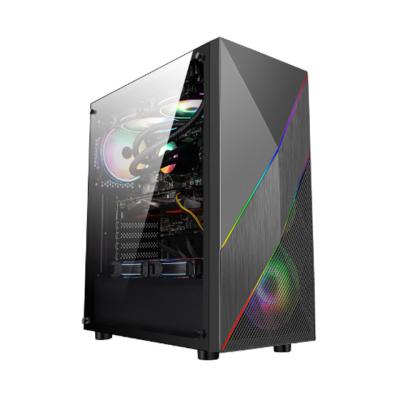 China With fan special offer 0.5mm SPCC black coating computer cases and towers with 6 RGB fan chassis size350*205*430mm for sale