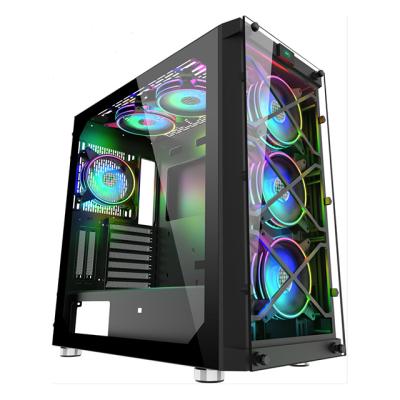 China With Fan Hot Sale Mini-ITX/Micro ATX/ATX/E-ATX Gaming Computer Case With 7 RGB Fan Chassis Size 455*225*467mm for sale