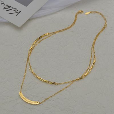 China Europe and America Custom Handsome Sweater Initial 316L Gold Plated Stainless Steel Layered Pendant Necklace for sale