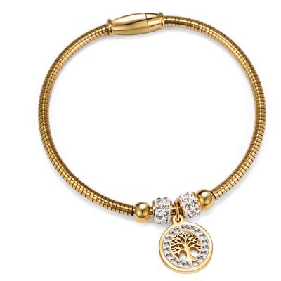 China Casual/Sporty 18K Gold With Diamond Tree Of Life Bangle Snake Bracelet Judeo-Christian Magnetizing Jewelry for sale