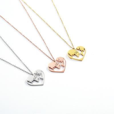 China TRENDY Custom Stainless Steel Heart Shape Pendant Chain Charm Choker Necklace For Lover for sale