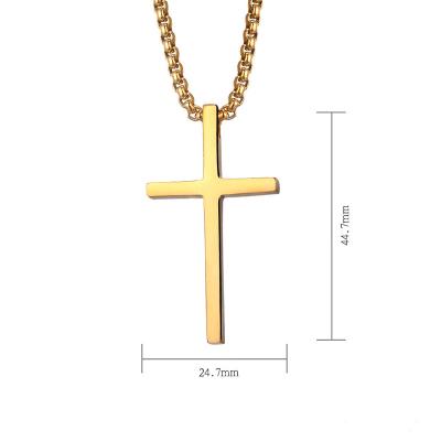 China FASHIONABLE Hot Selling High Polished Stainless Steel Silver Cross Gold Pendant Chain Necklace for sale