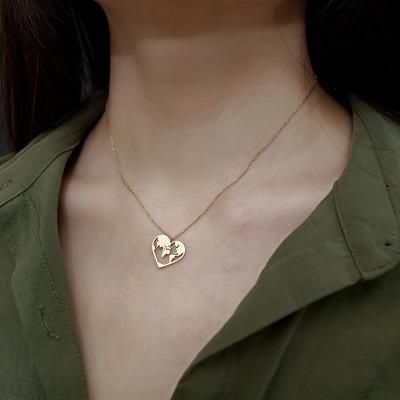 China Wholesale Price Trendy Fashion Style Gold Silver Plated Stainless Steel Heart Pendant Necklace Pendant for sale