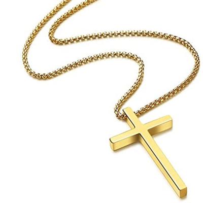 China 2022 new style TRENDY fashion simple 18K gold plated stainless steel cross pendant necklace for men for sale