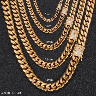 China Can Be Customized Diamond Hiphop Necklace High End 18K Stainless Steel Diamond Inlaid Cuban Necklace for sale