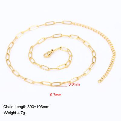 China TRENDY Flat Oval Stainless Steel Paper Clip Link Chain Necklace Jewelry Necklace For Couples Sets Woman for sale