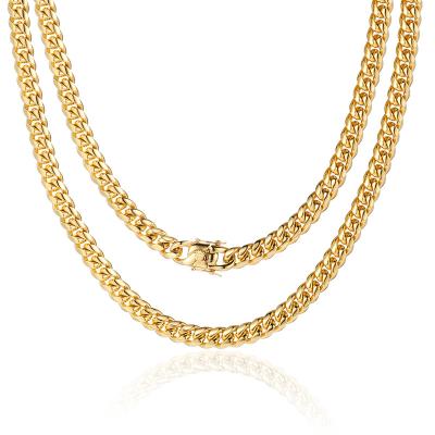 China FASHIONABLE Hip Hop Jewelry Stainless Steel Restrictor Necklace Gold Miami Cuban Link Chain Necklace For Couples for sale