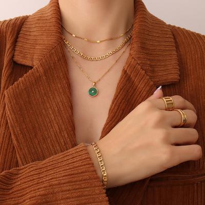 China FASHIONABLE French Style Snapping Bracelet Geometric Necklace 24K Gold Chain Bracelet for sale