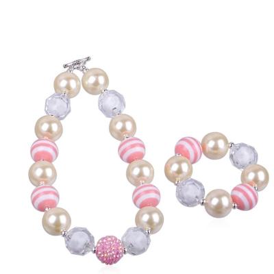 China Generation Hair DIY Fashion Children's Beaded Necklace Red Bow Children's Bubble Gum Necklace for sale