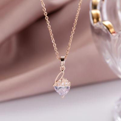 China Europe and America LOVE Heart Diamond Rose Gold Necklace for Girlfriend Anniversary Gift Necklace for Couples for sale