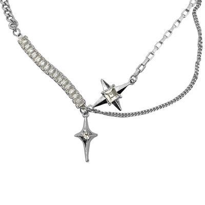 China Fashion Punk Ladies Long Layered Star Chain Cross Pendant Necklace Chic Gift for sale